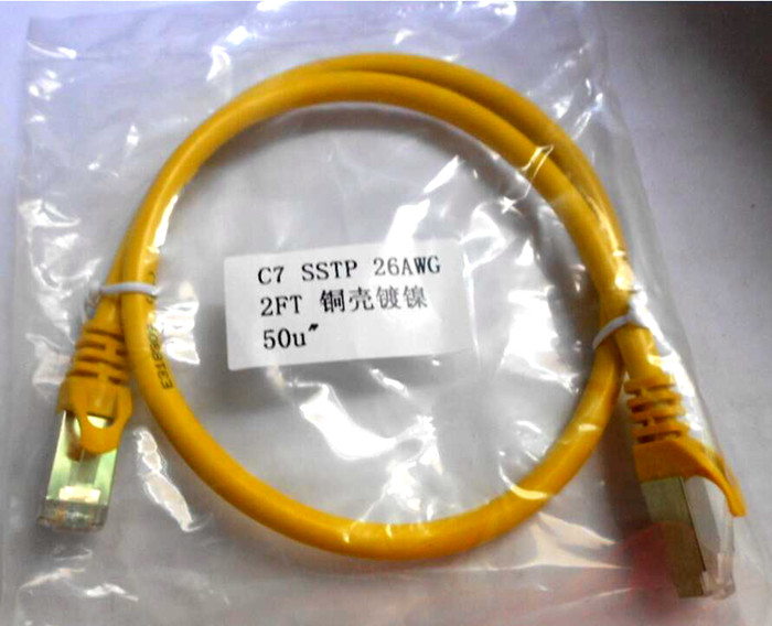 SFTP CAT7 26AWG CU Ethernet Network Patch Cable 2FT Copper Shielded RJ45 Connector Nichel Plate